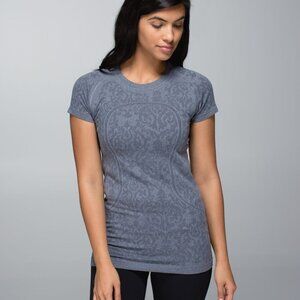 Lululemon Run: Swiftly Tech Short Sleeve *Print - 10 Heathered Inkwell